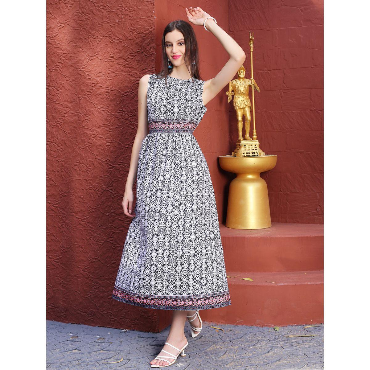 Sera X Styli  Abstract Print A-Line Midi Dress-women-clothing-dresses-image-1