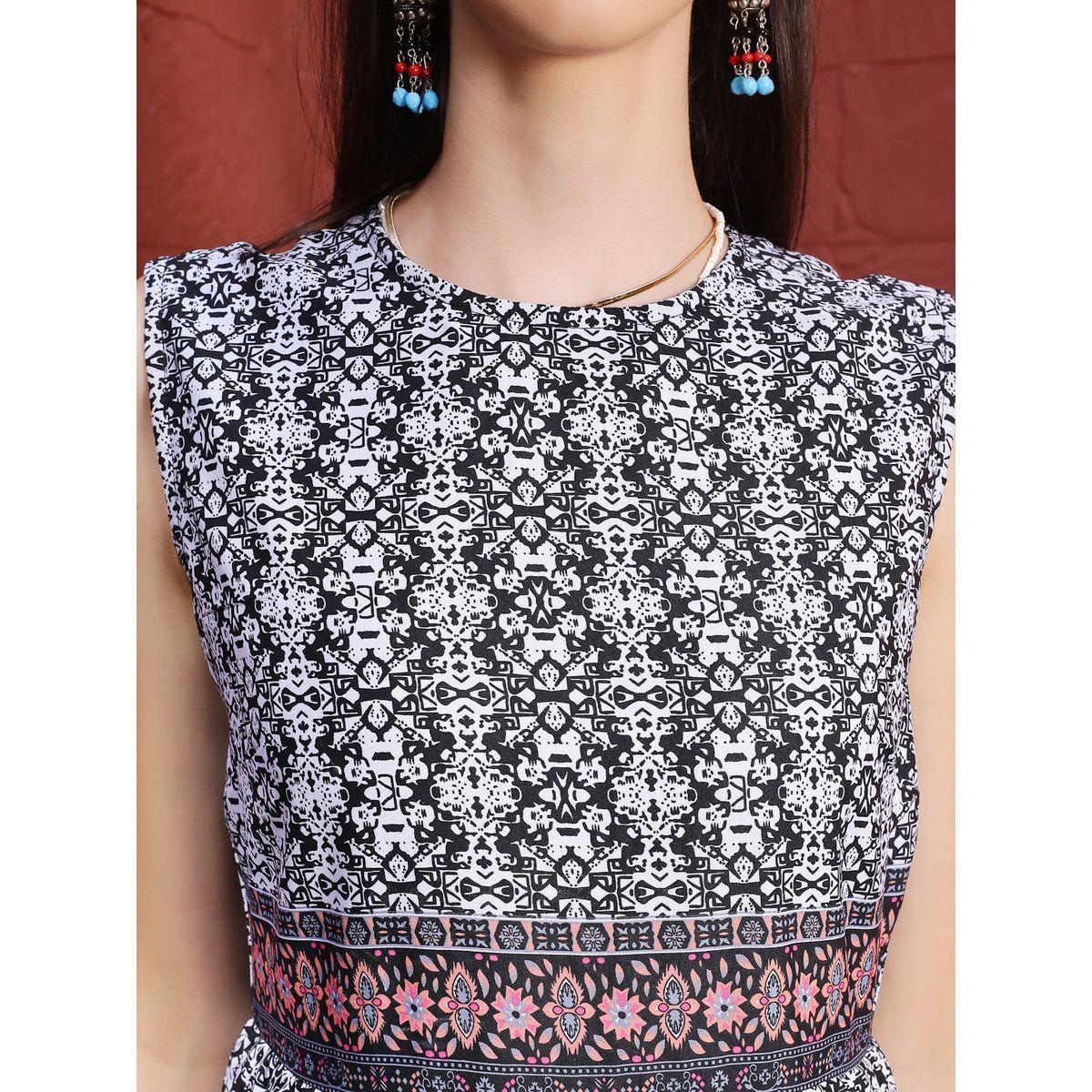 فستان ميدي مطبع بطبعة مجردة سيرا × ستايلي-women-clothing-dresses-image-4