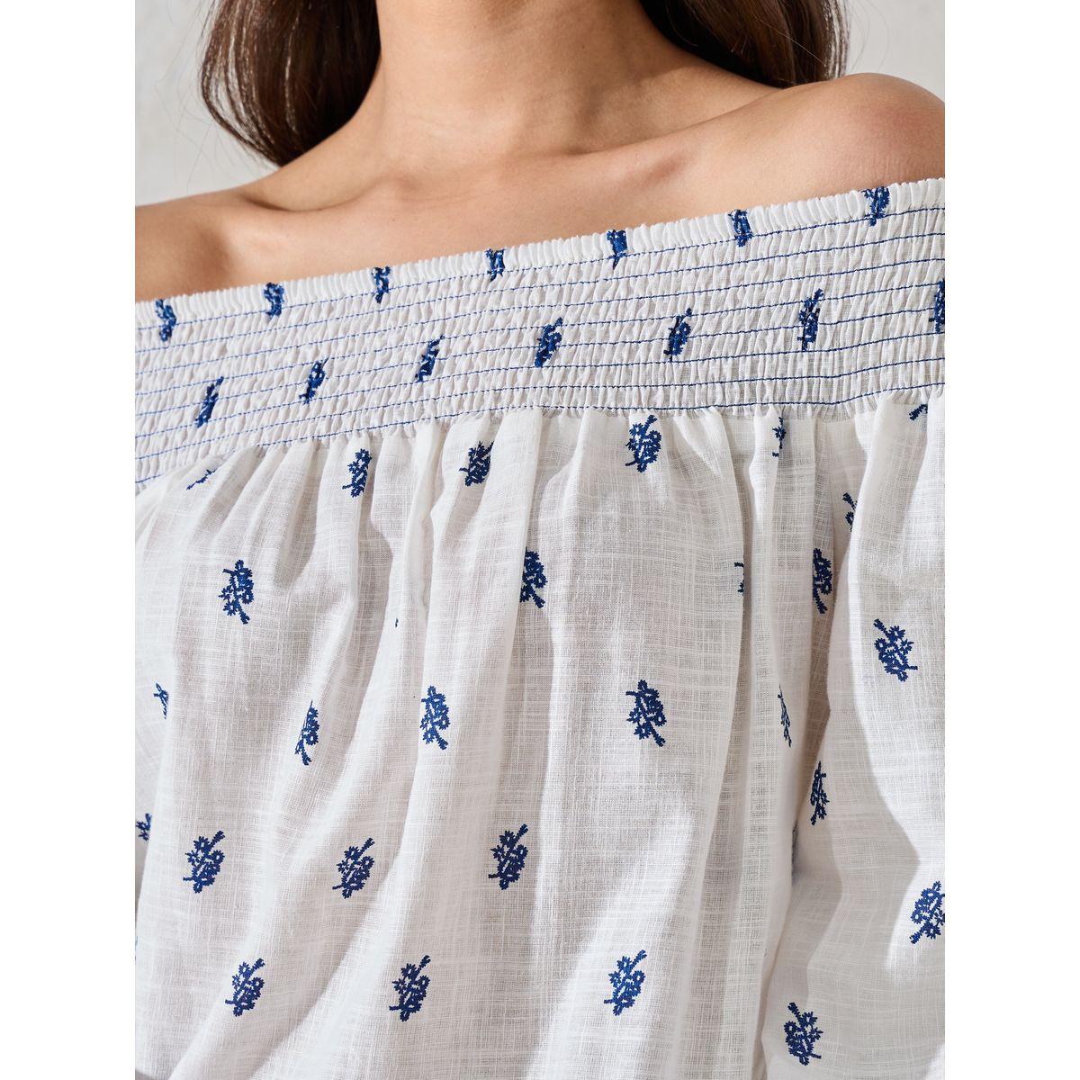 بلوزة مُطرّزة مع اكتاف مكشوفة واكمام بالون-women-clothing-shirtsandblouses-blouses-image-3