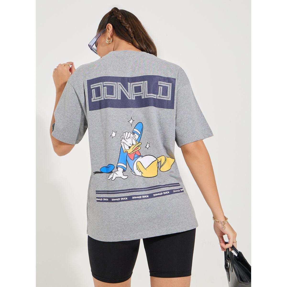 Styli Oversized Donald Duck Graphic Print T-Shirt-women-clothing-tshirts-image-1