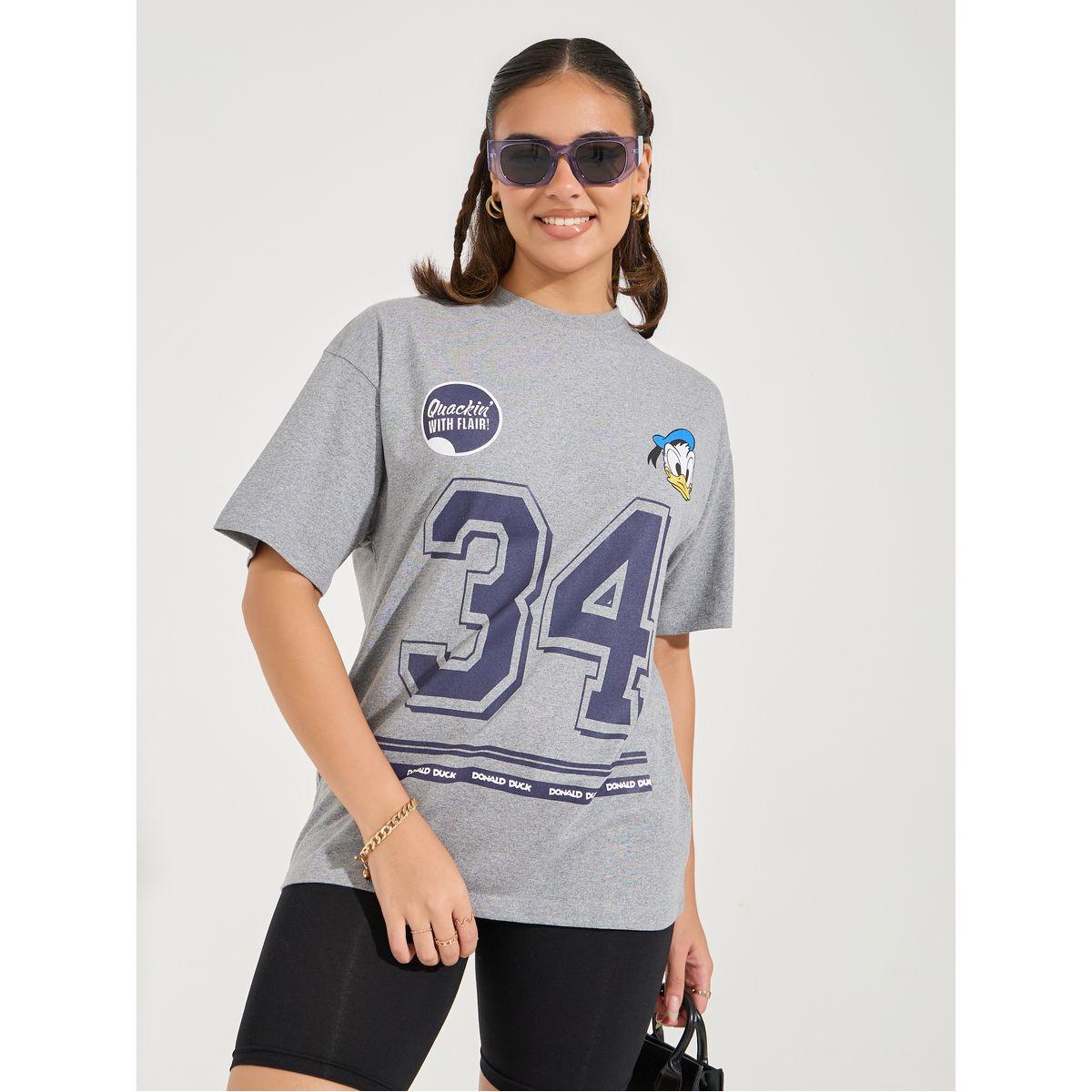 Styli Oversized Donald Duck Graphic Print T-Shirt-women-clothing-tshirts-image-4