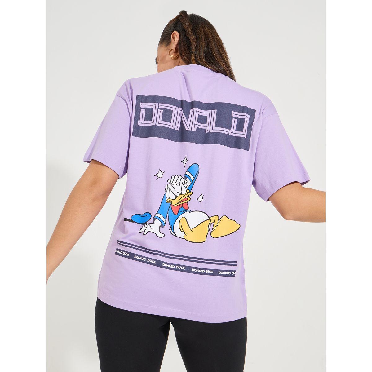 Styli Oversized Donald Duck Graphic Print T-Shirt-women-clothing-tshirts-image-1