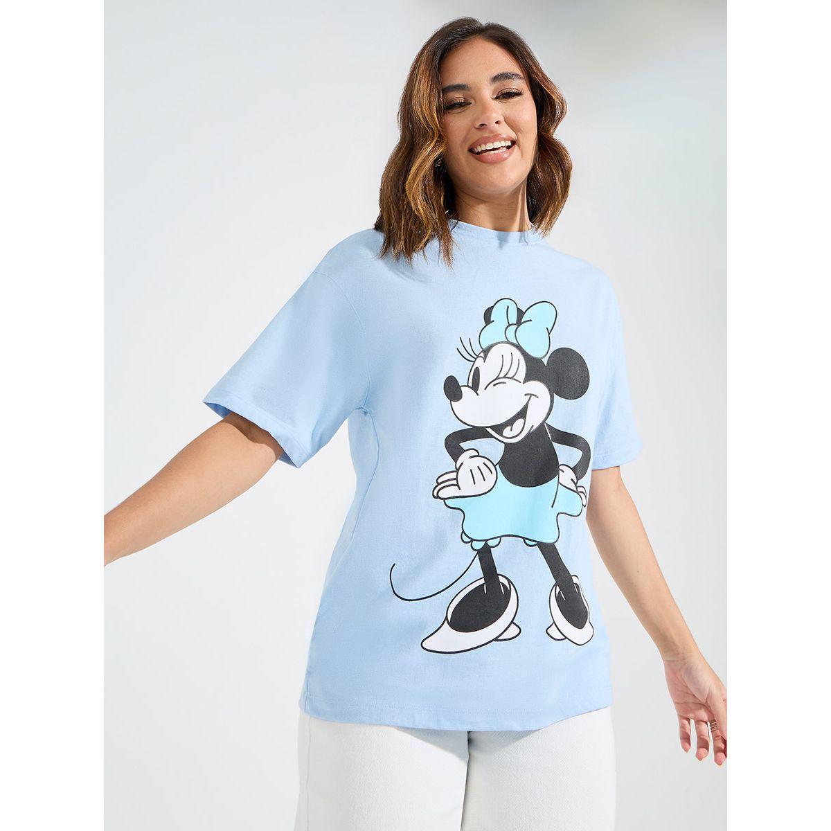 Styli Oversized Minnie Mouse Graphic Print T-Shirt-women-clothing-tshirts-image-1