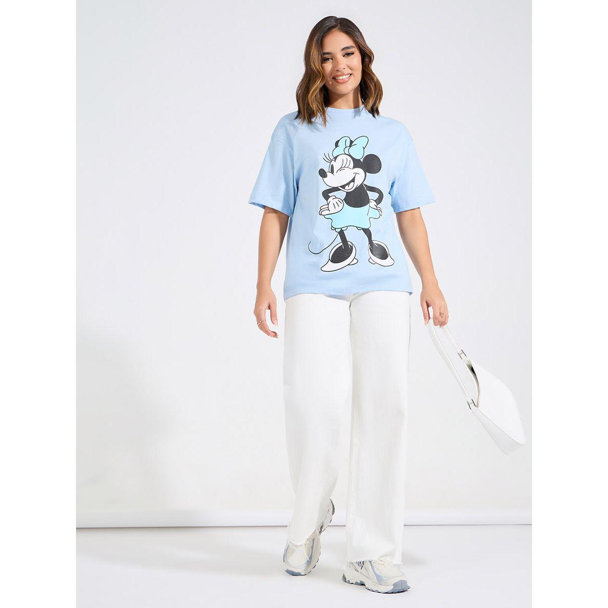 Styli Oversized Minnie Mouse Graphic Print T-Shirt-women-clothing-tshirts-image-2