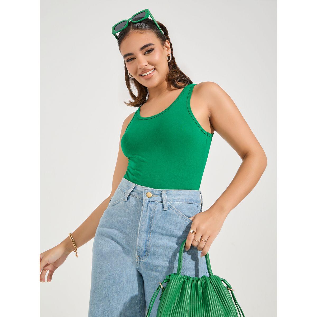 Styli Cotton Lycra Round Neck Fitted Tank-women-clothing-tshirts-image-1