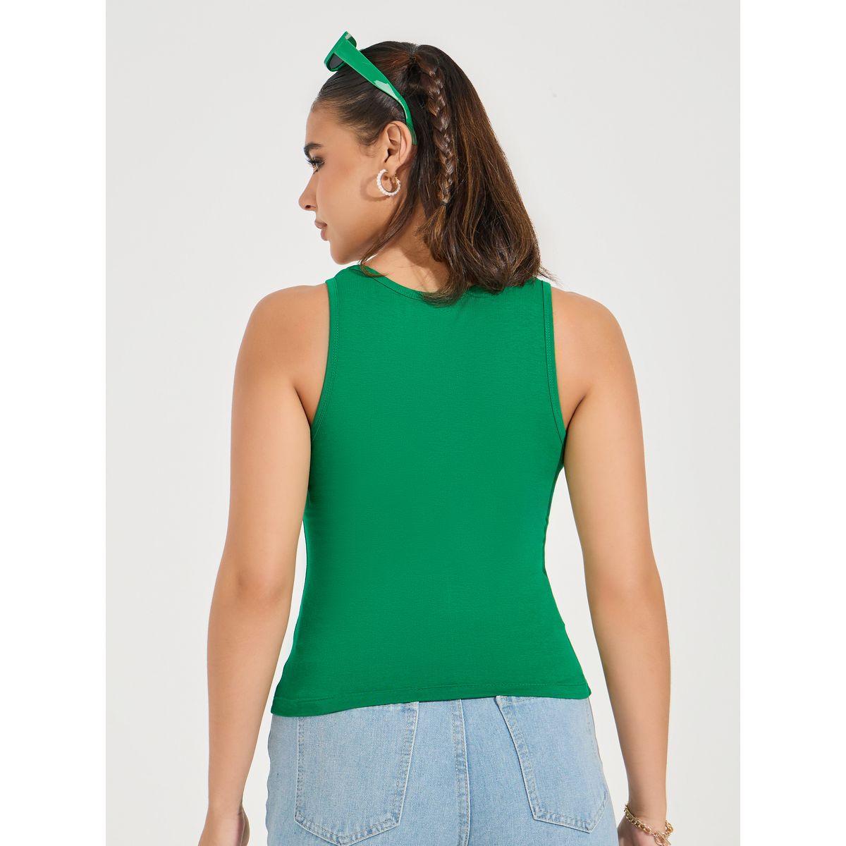 Styli Cotton Lycra Round Neck Fitted Tank-women-clothing-tshirts-image-5