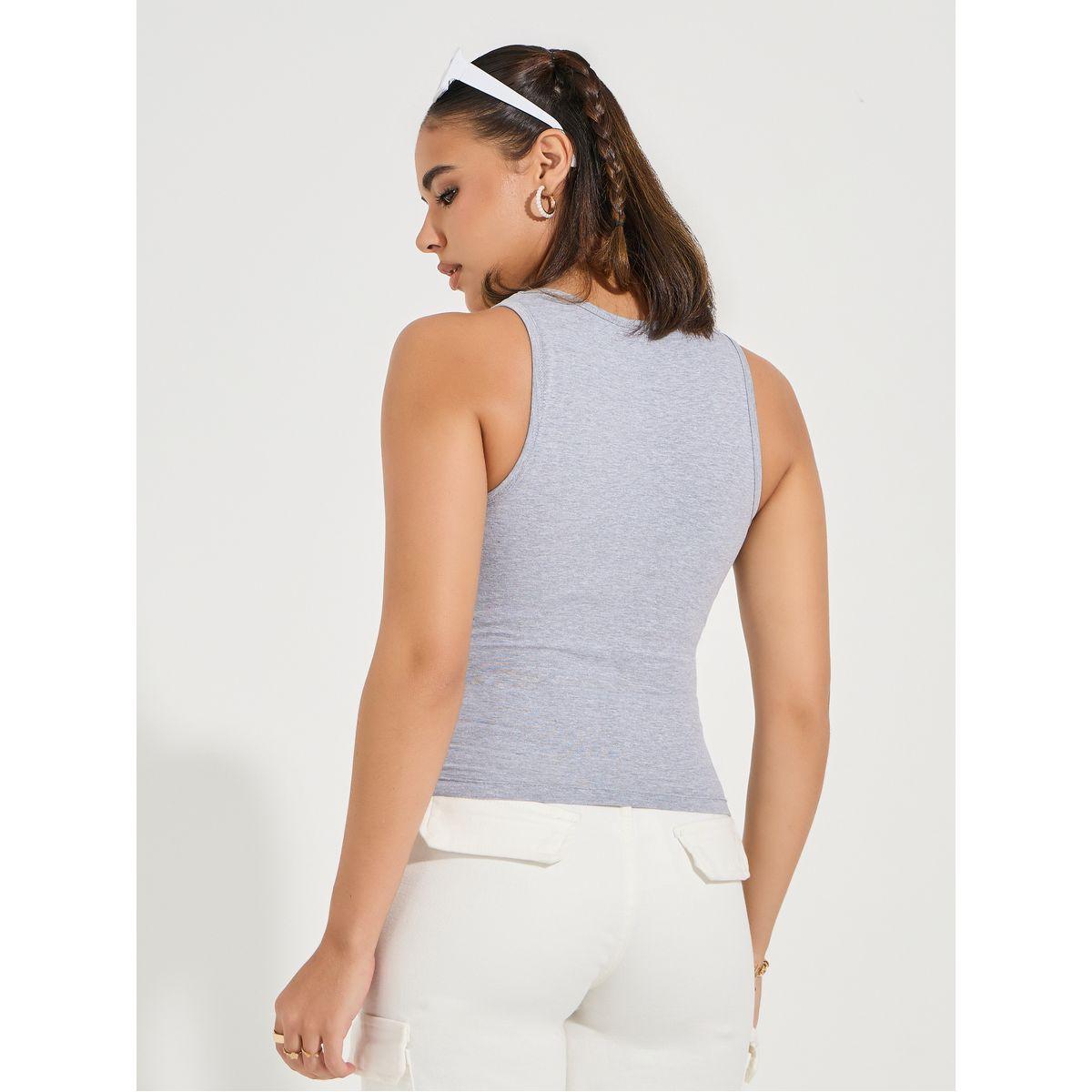 Styli Cotton Lycra Round Neck Fitted Tank-women-clothing-tshirts-image-5