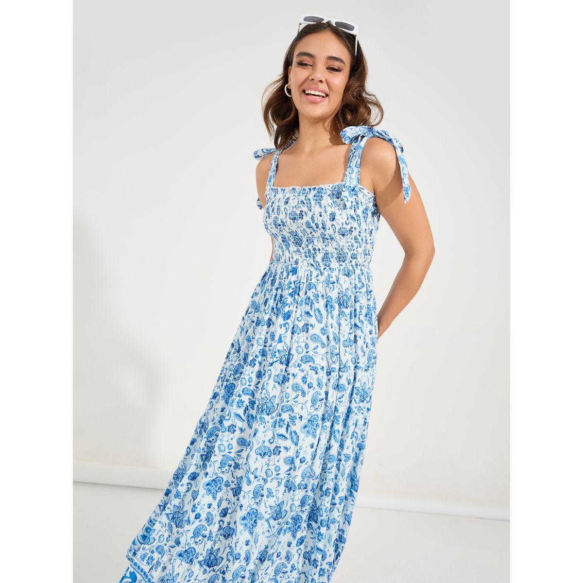 فستان طويل بلا اكمام مع كسرات واربطة-women-clothing-dresses-image-2