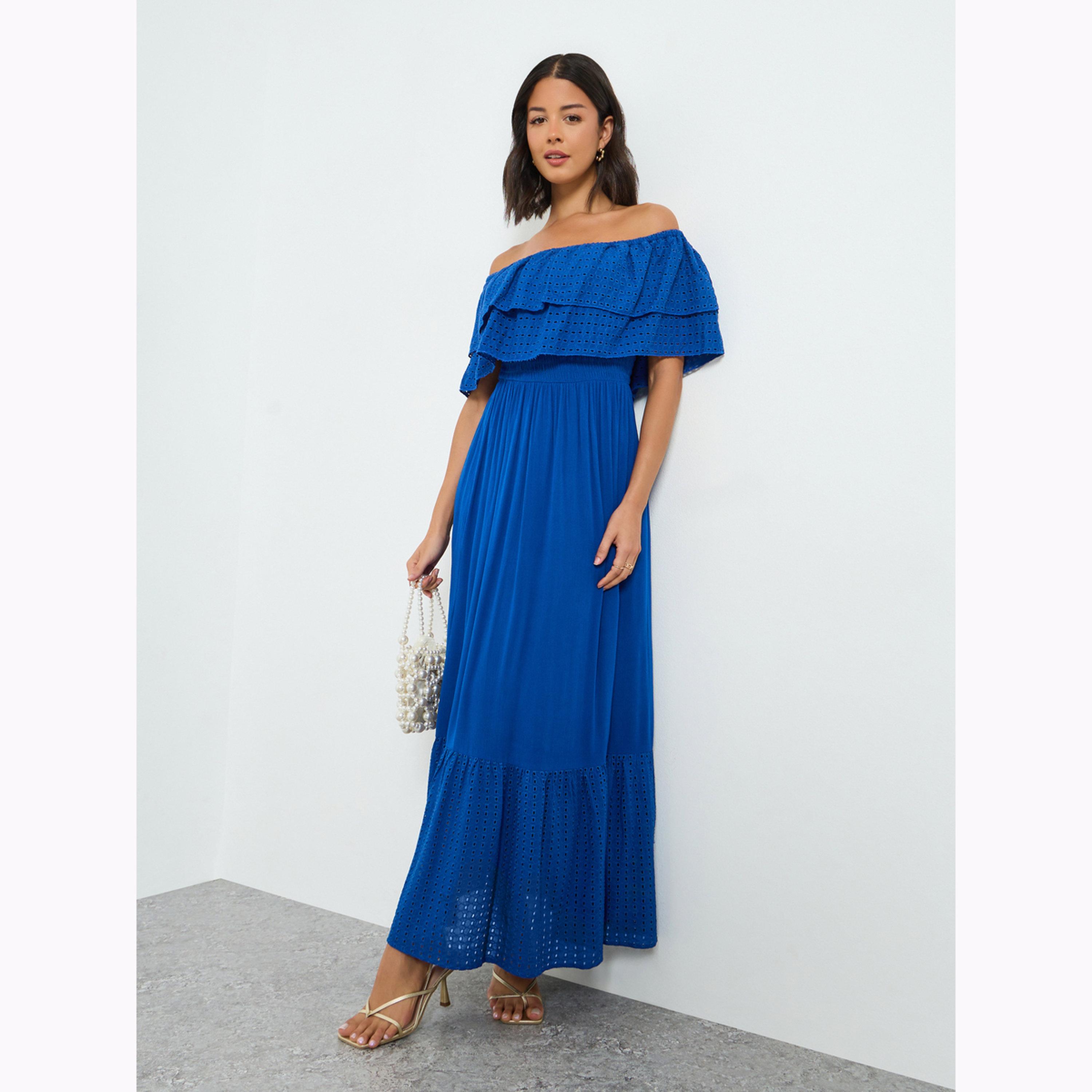 فستان طويل قطن مكشوف الكتفين-women-clothing-dresses-image-3