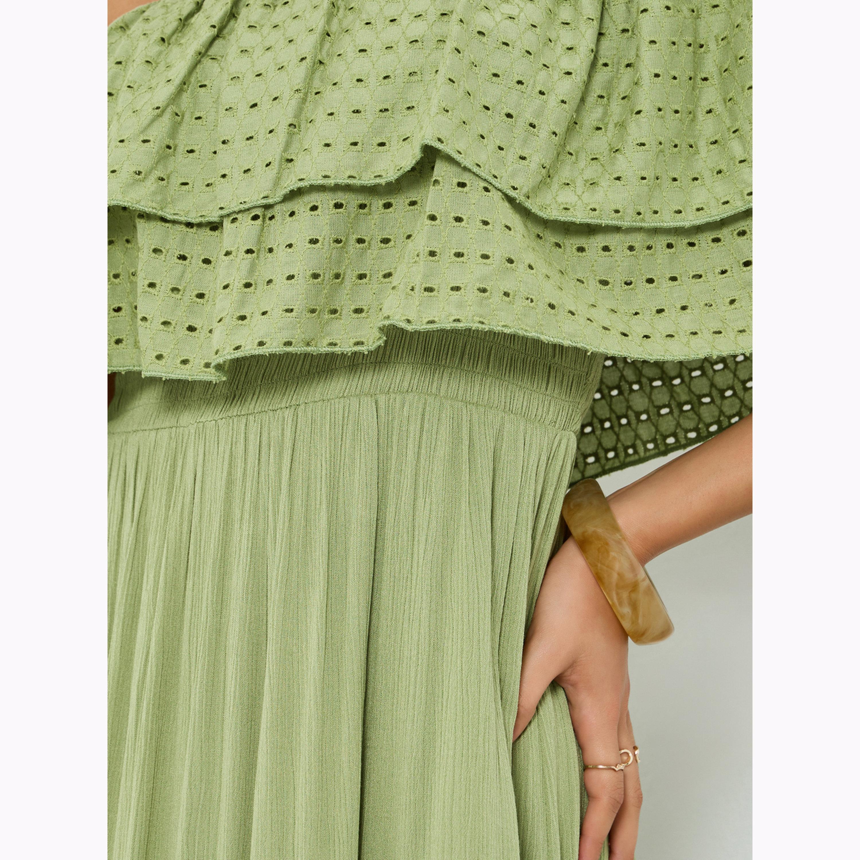 Styli Olive Cotton Schiffli Off-Shoulder Maxi Dress-women-clothing-dresses-image-4