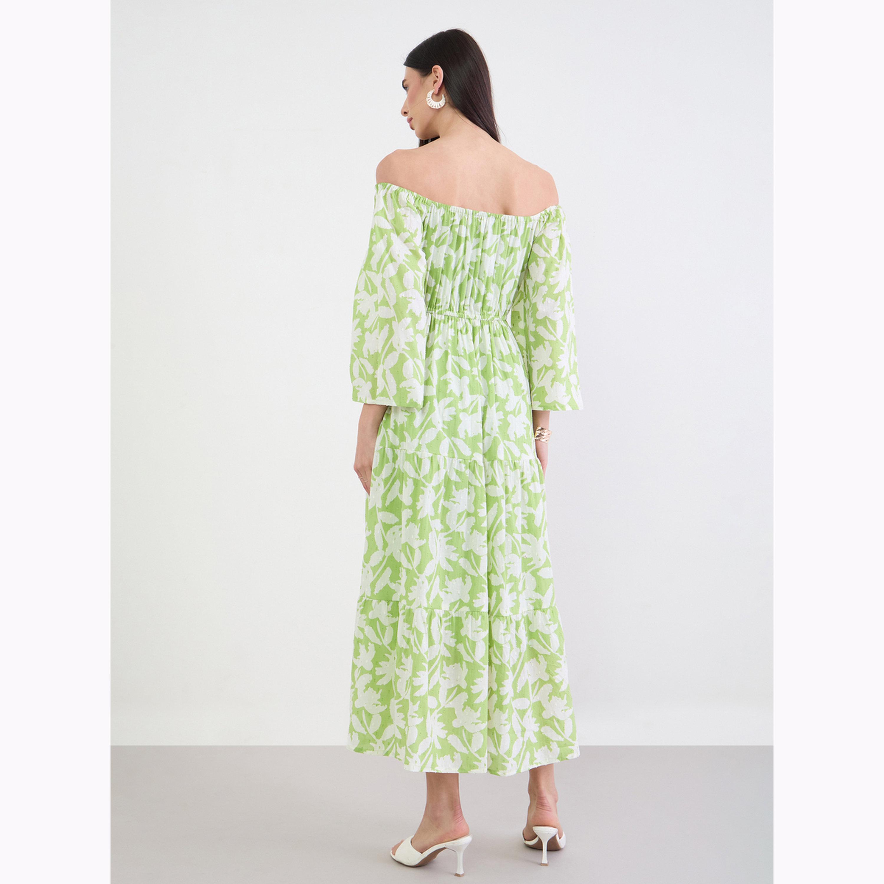 فستان طويل قطن بطبقات وأكتاف مكشوفة-women-clothing-dresses-image-3