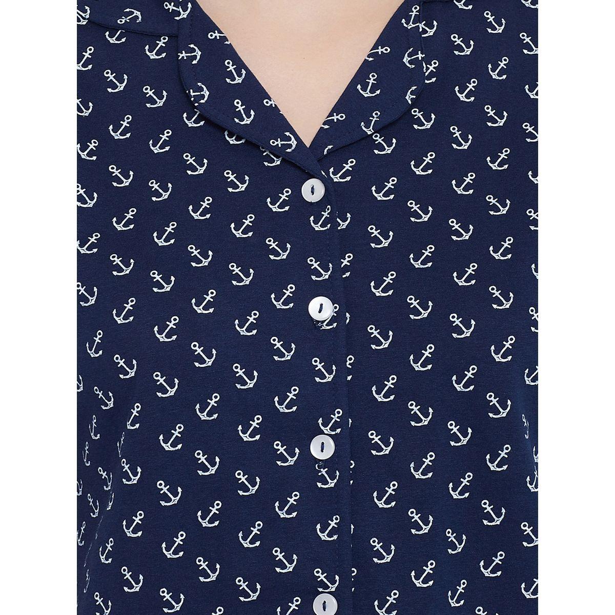 Clovia X Styli  All Over Anchor Print Short Sleeve Shirt & Pyjama Set-women-clothing-nightwear-pyjamas-longsets-image-5
