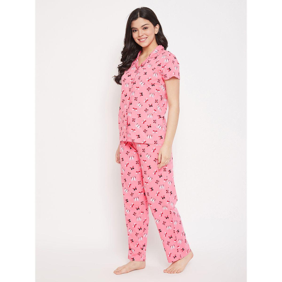 طقم من بنطال بيجاما مع بلوزة باكمام قصيرة كلوفيا × ستايلي-women-clothing-nightwear-pyjamas-longsets-image-2