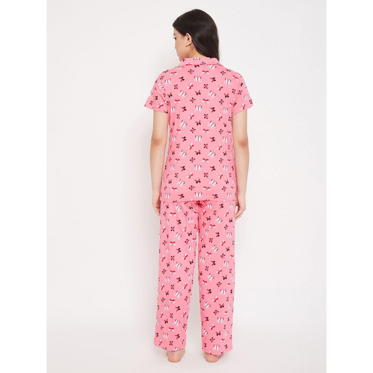 طقم من بنطال بيجاما مع بلوزة باكمام قصيرة كلوفيا × ستايلي-women-clothing-nightwear-pyjamas-longsets-image-4
