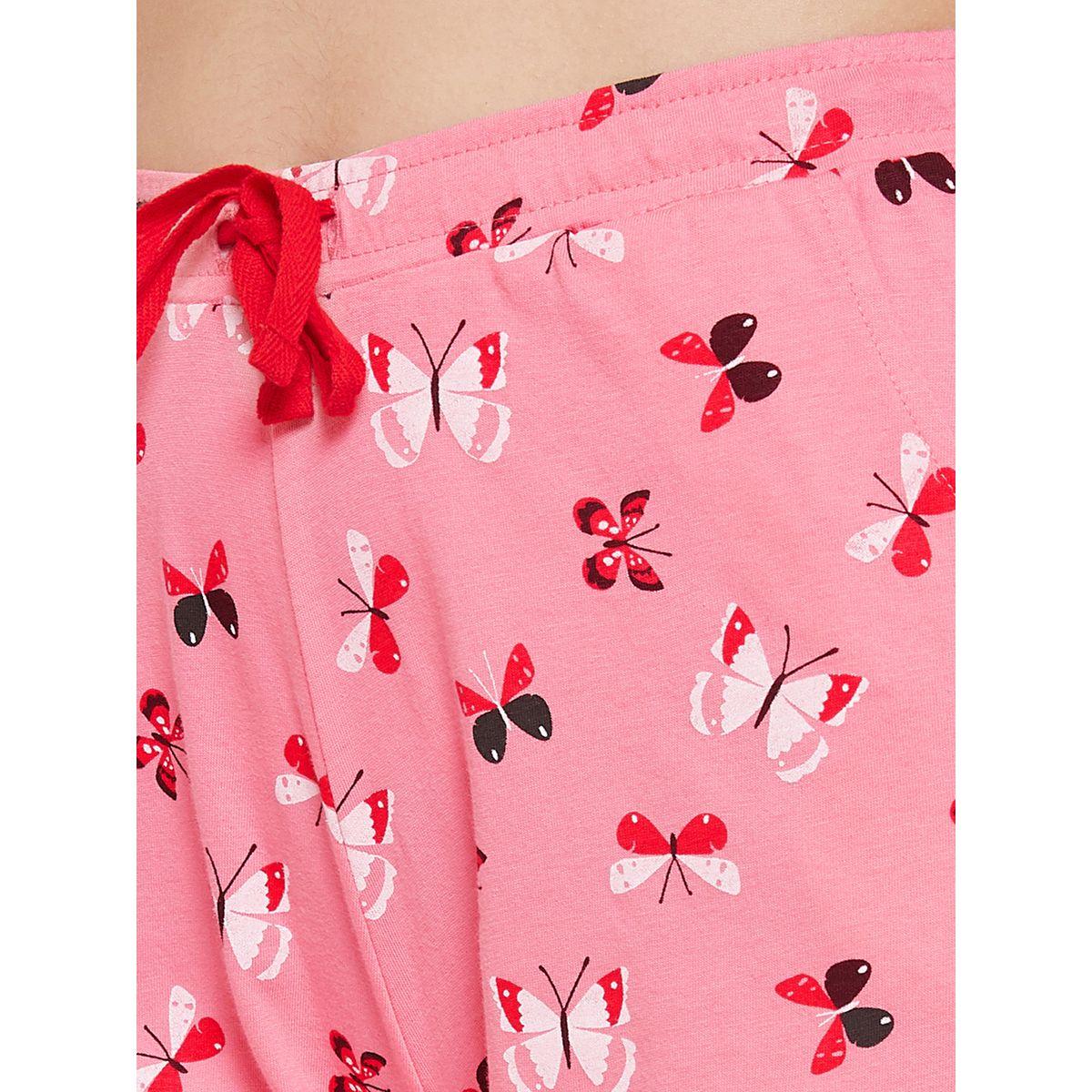 Clovia X Styli  All Over Butterfly Print Short Sleeve Shirt & Drawstring Waistband Pyjama Set-women-clothing-nightwear-pyjamas-longsets-image-6