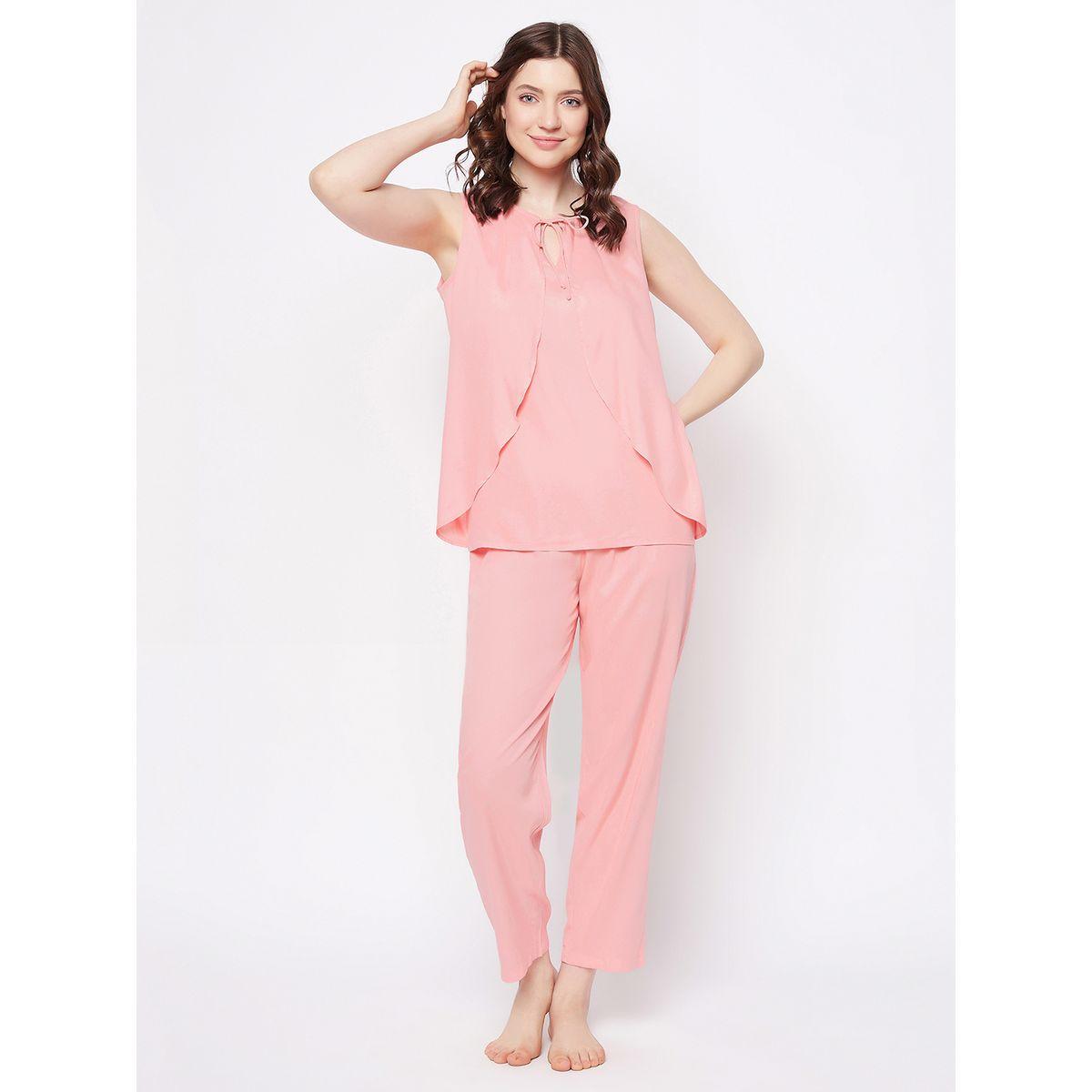 Clovia X Styli  Solid Tie Up Neck Top & Pyjama Set-women-clothing-nightwear-pyjamas-longsets-image-2