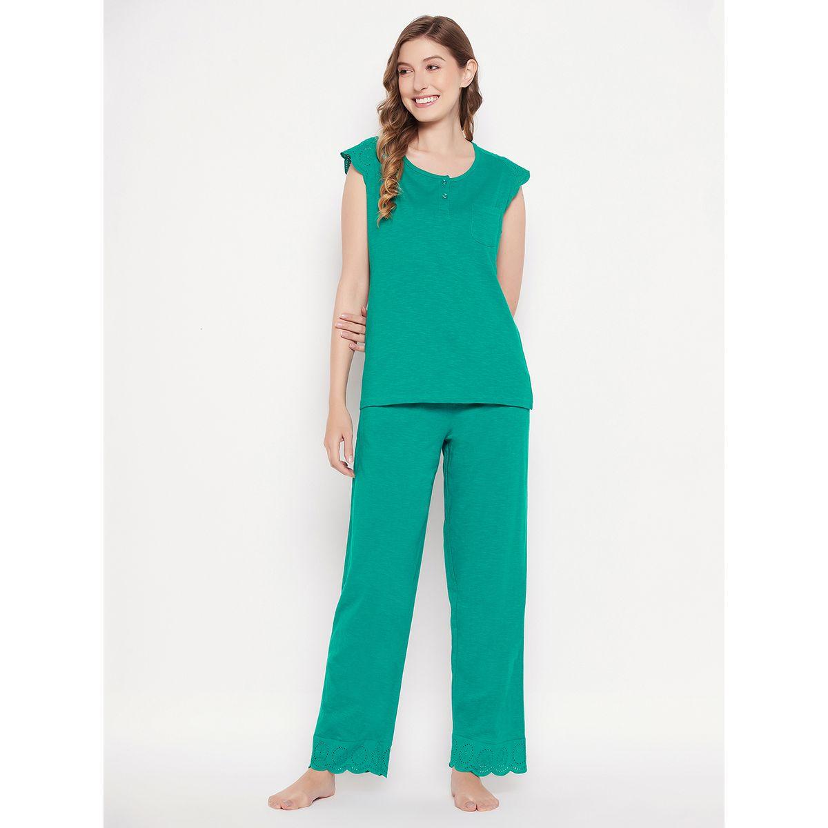 Clovia X Styli  Chest Pocket Schiffli Detail Top & Pyjama Set-women-clothing-nightwear-pyjamas-longsets-image-1