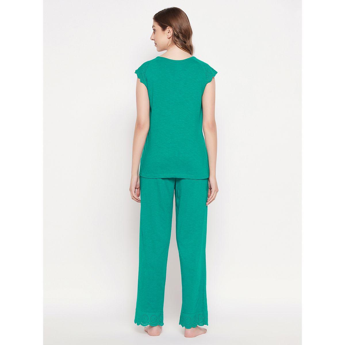 Clovia X Styli  Chest Pocket Schiffli Detail Top & Pyjama Set-women-clothing-nightwear-pyjamas-longsets-image-5