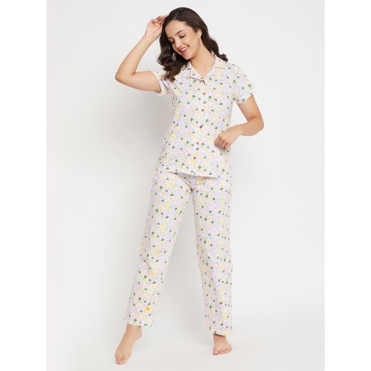 Clovia X Styli  Floral Print Short Sleeve Shirt & Pyjama Set-women-clothing-nightwear-pyjamas-longsets-image-2