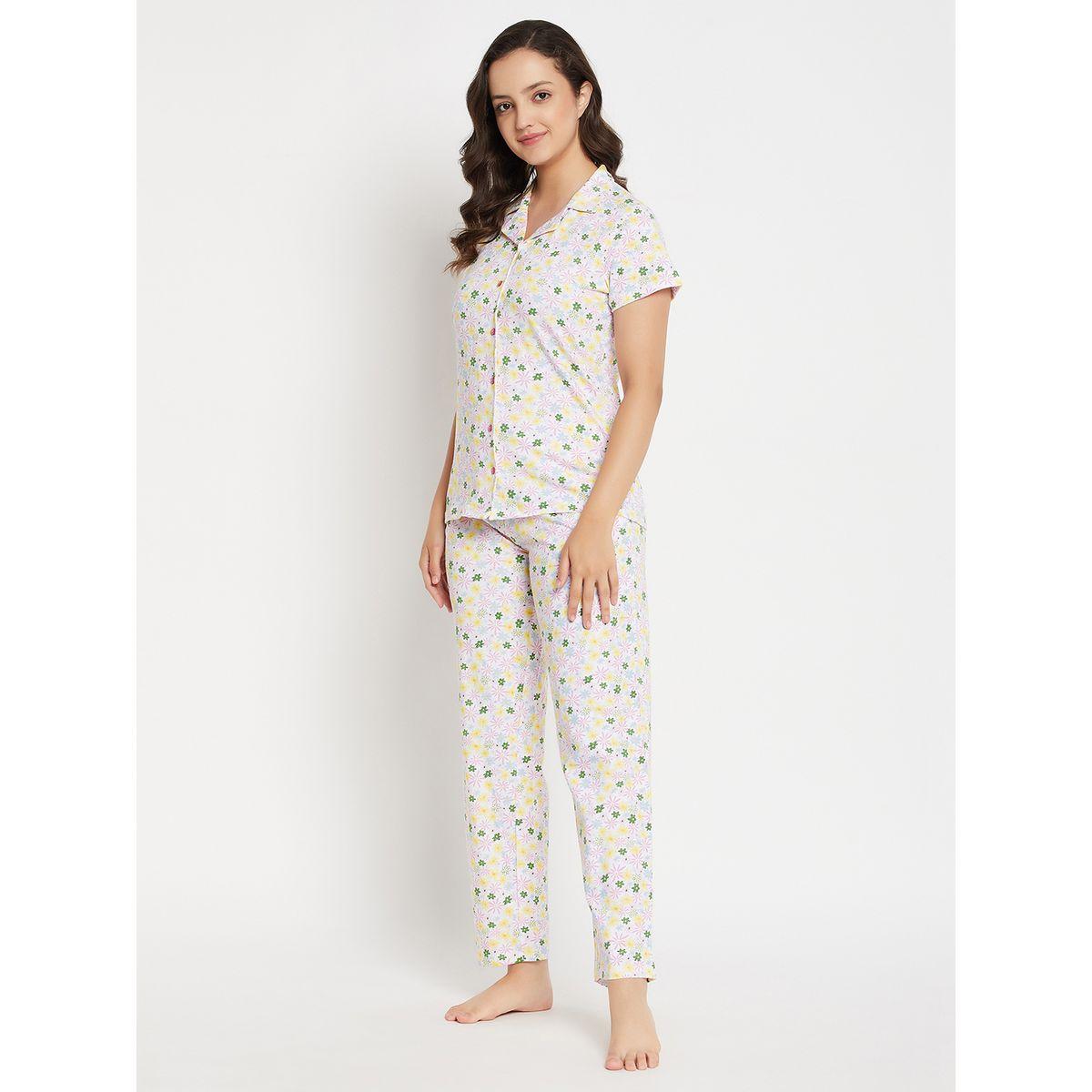 طقم من بنطال بيجاما مع بلوزة مطبعة بزهور كلوفيا × ستايلي-women-clothing-nightwear-pyjamas-longsets-image-3