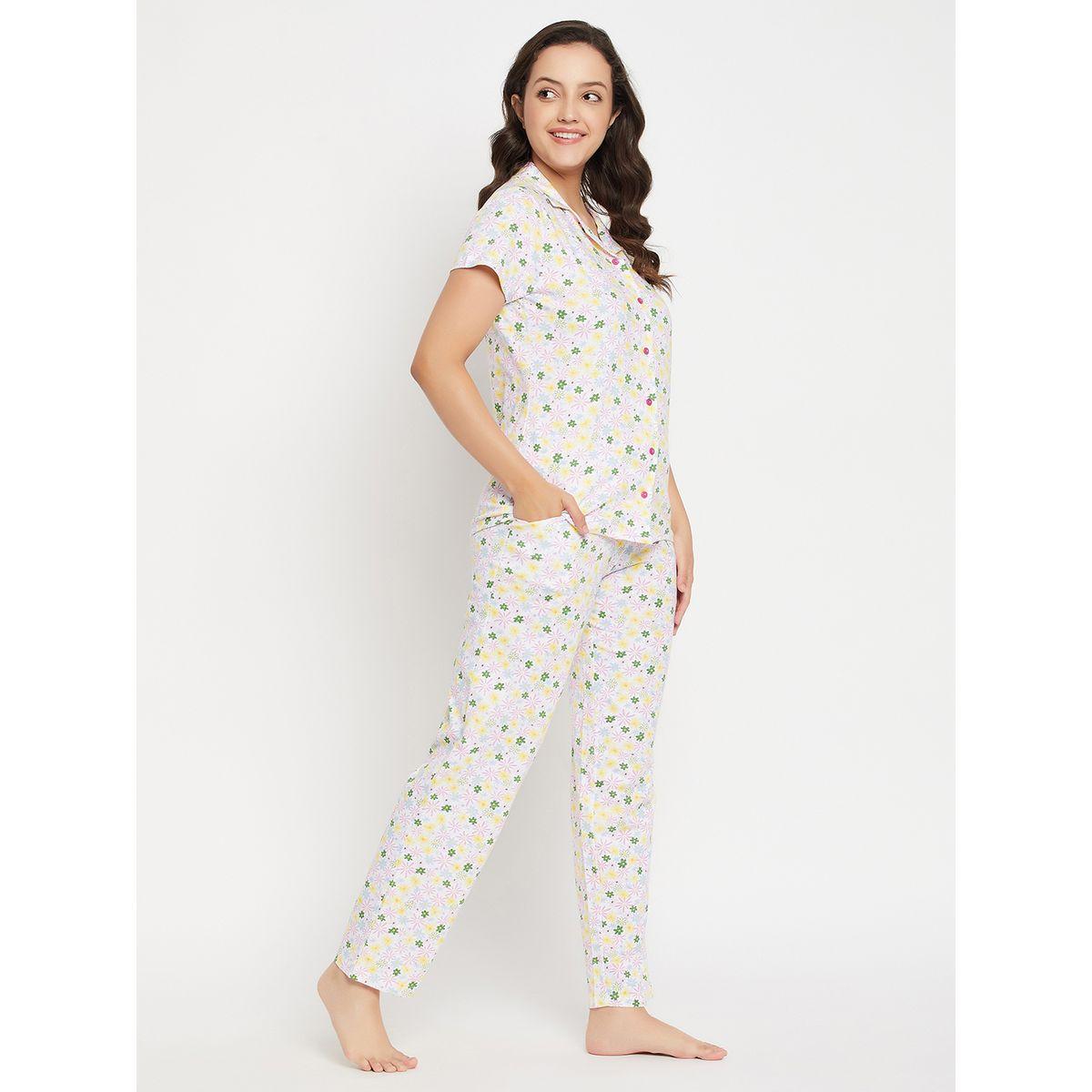 طقم من بنطال بيجاما مع بلوزة مطبعة بزهور كلوفيا × ستايلي-women-clothing-nightwear-pyjamas-longsets-image-4