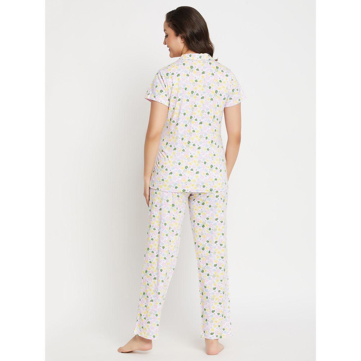 طقم من بنطال بيجاما مع بلوزة مطبعة بزهور كلوفيا × ستايلي-women-clothing-nightwear-pyjamas-longsets-image-5