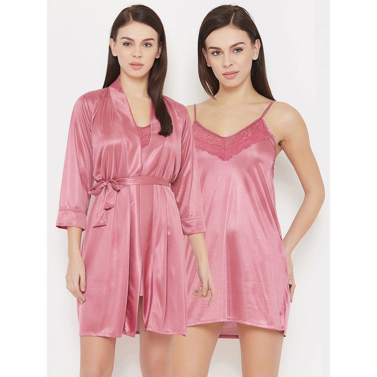 مجموعة من روب وقميص نوم بتفاصيل دانتيل كلوفيا × ستايلي-women-clothing-nightwear-robes-image-2
