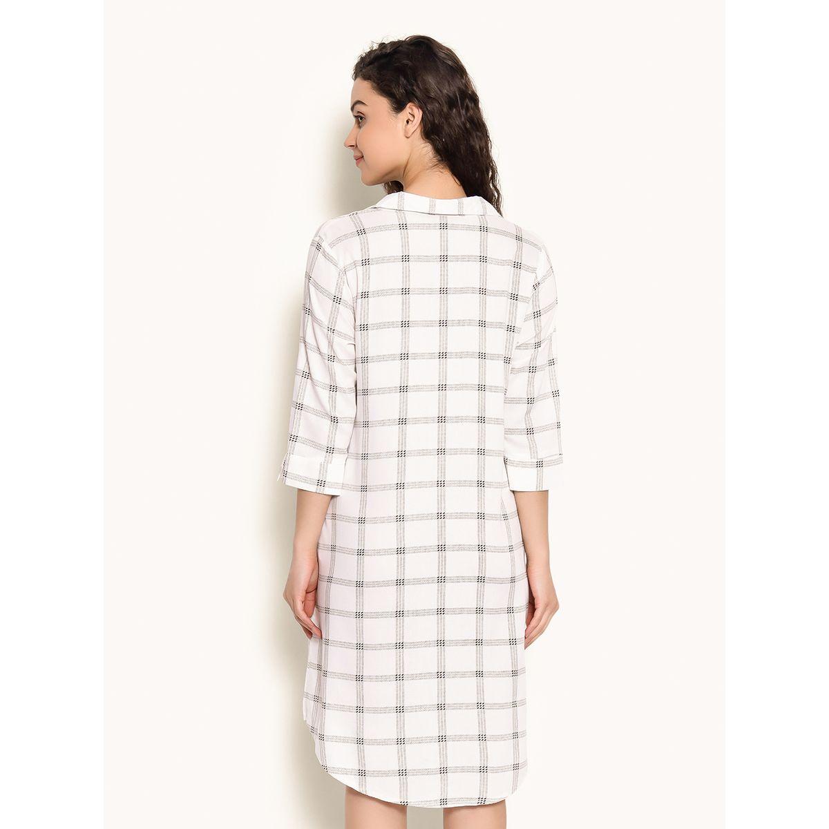 قميص نوم مطبع بمربعات مع ازرار غلق كلوفيا × ستايلي-women-clothing-nightwear-nighties-image-5