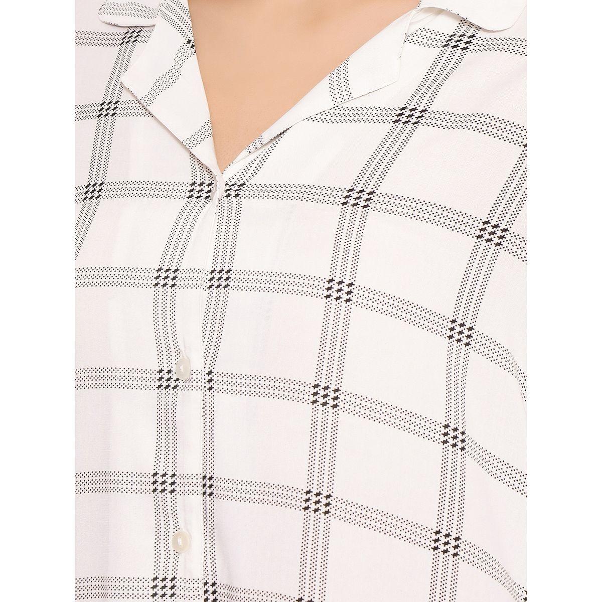 Clovia X Styli  Windowpane Checked Button Through Sleep Shirt Dress-women-clothing-nightwear-nighties-image-6