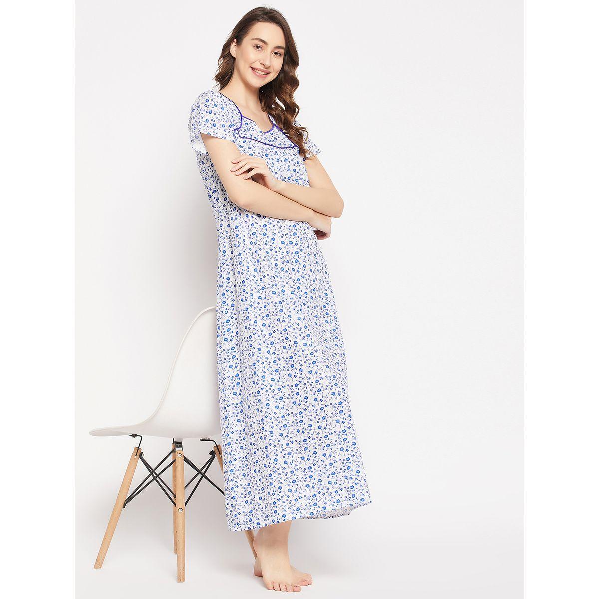Clovia X Styli  Floral Ditsy Print Maxi Night Gown-women-clothing-nightwear-nighties-image-1