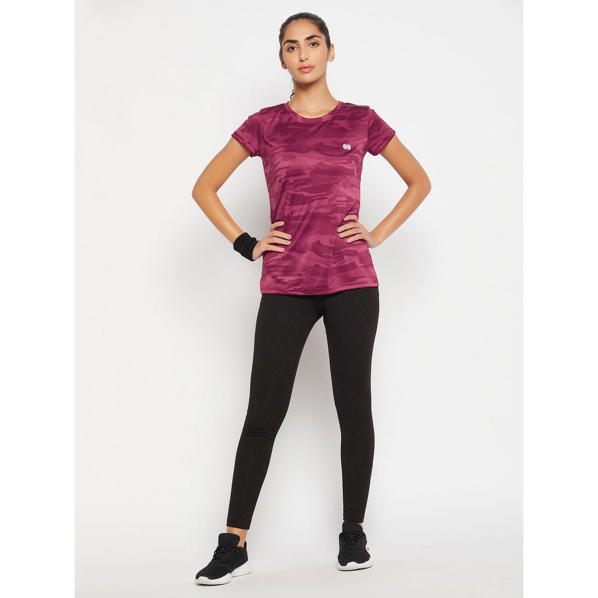 Clovia X Styli  Camo Print Active T-Shirt with Short Sleeves-women-clothing-sportswearandactivewear-tshirtsandvests-image-1