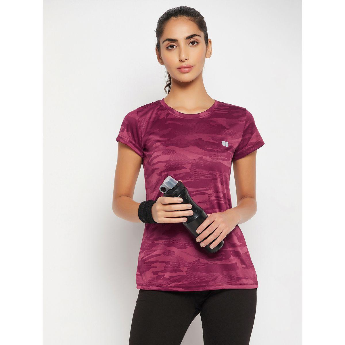 Clovia X Styli  Camo Print Active T-Shirt with Short Sleeves-women-clothing-sportswearandactivewear-tshirtsandvests-image-2