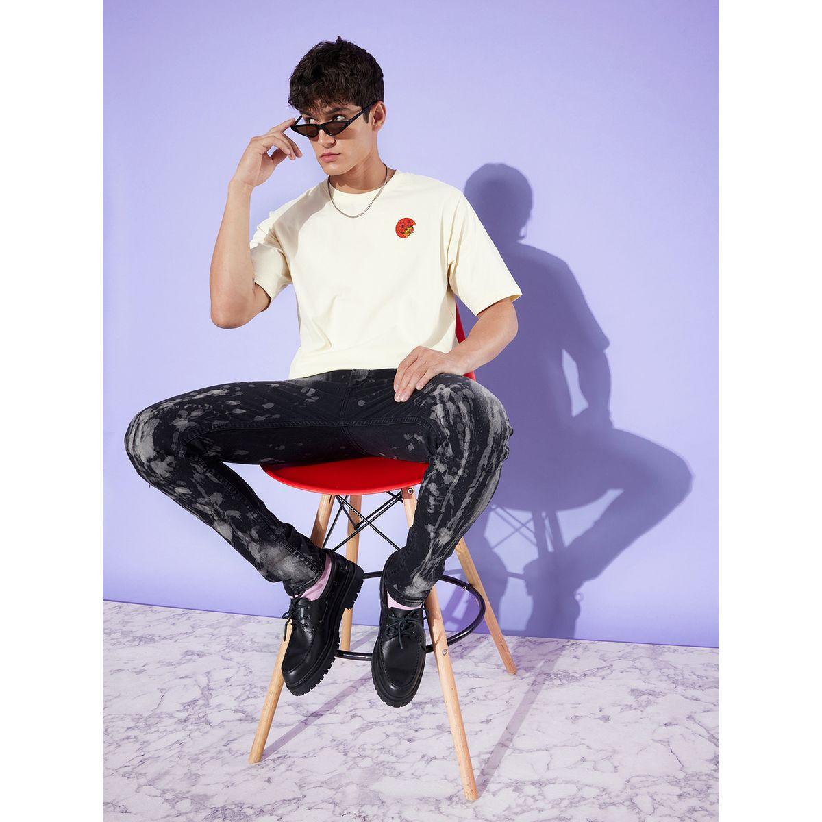 Difference of Opinion X Styli  Back & Front Graphic Print Oversized T-Shirt with Drop Shoulder Sleeves-men-clothing-tshirtsandpolos-tshirts-image-4