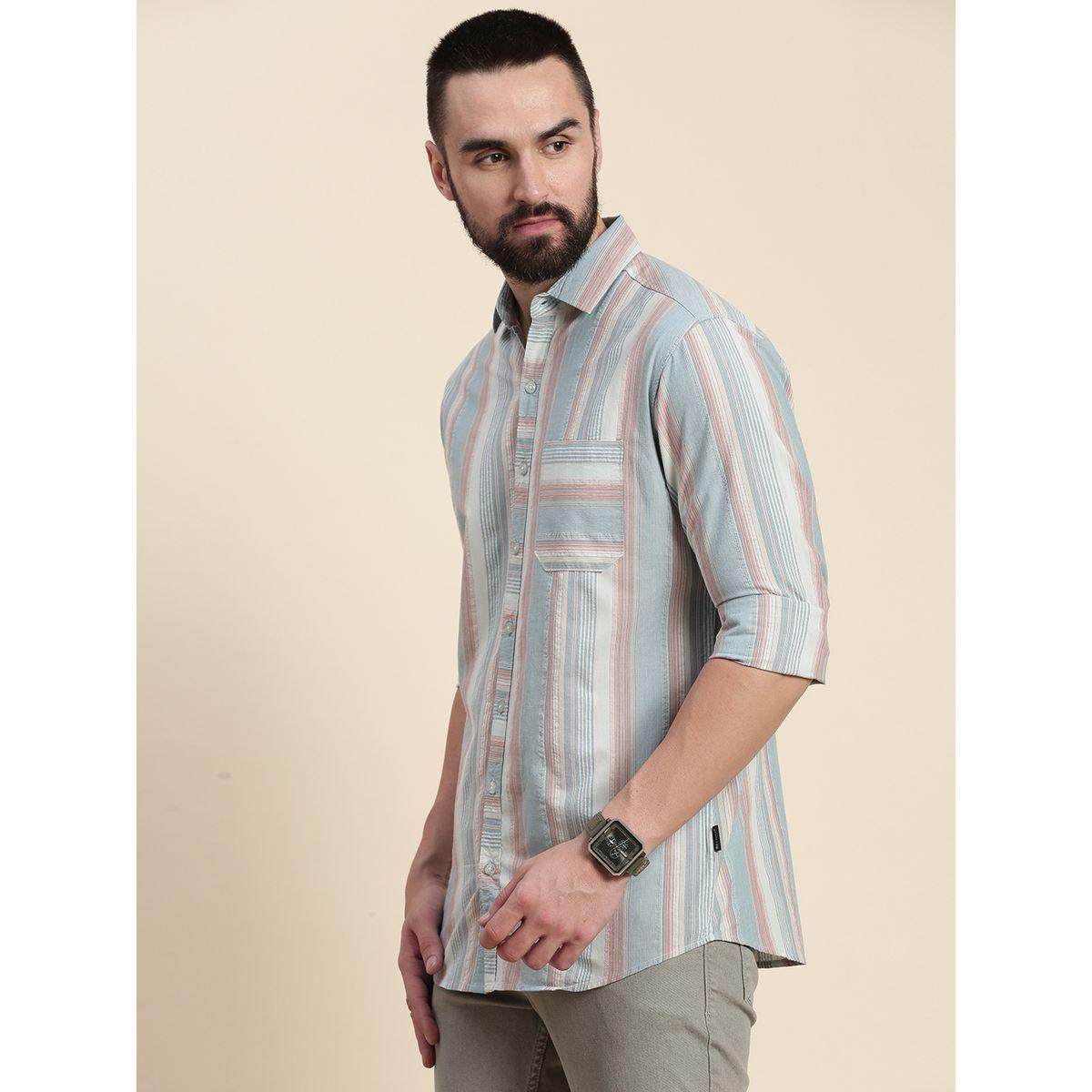 Dillinger Striped Curved Hem Shirt with Chest Pocket-men-clothing-shirts-image-1