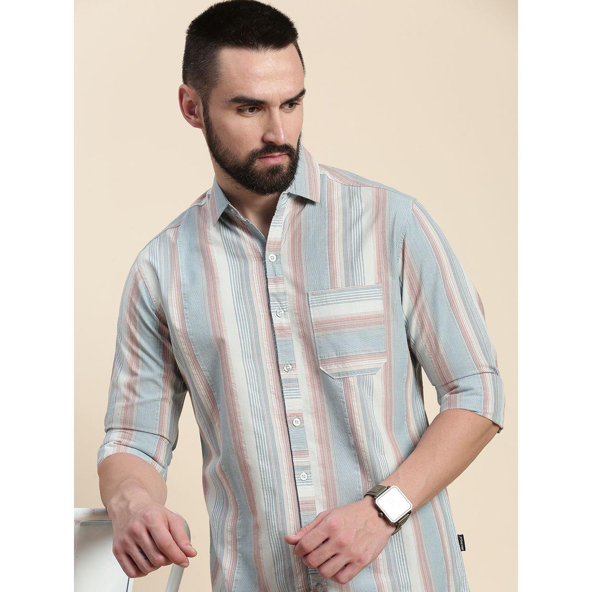 Dillinger Striped Curved Hem Shirt with Chest Pocket-men-clothing-shirts-image-2