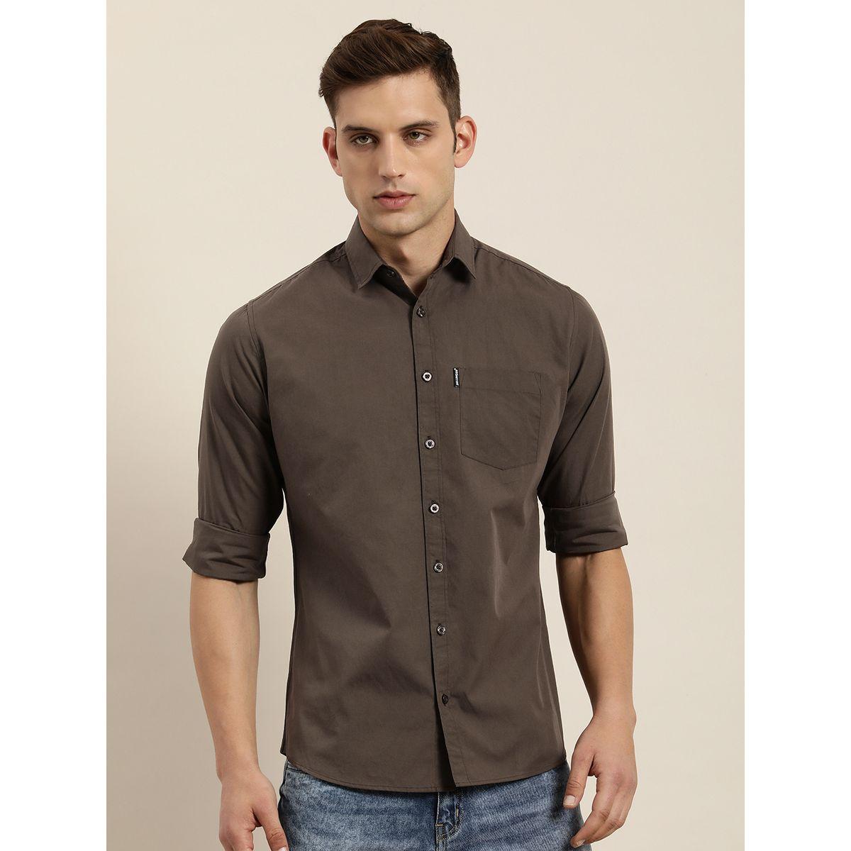 قميص سادة بجيب مع ازرار غلق ديلينجر × ستايلي-men-clothing-shirts-image-3