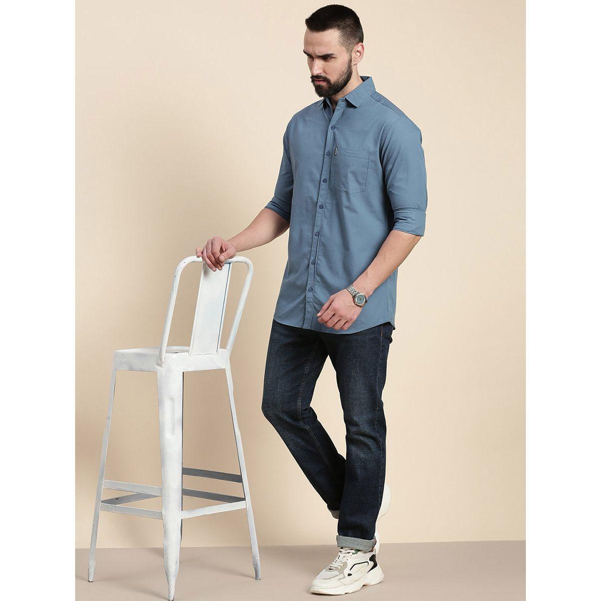 Dillinger Solid Chest Pocket Shirt with Long Sleeves-men-clothing-shirts-image-4