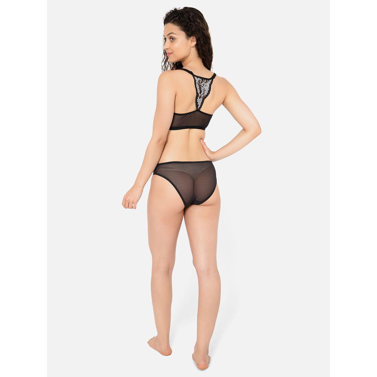 Clovia X Styli  Non Padded Non Wired Demi Cup Lace Bra & Low Waist Bikini Set-women-clothing-lingerie-lingeriesets-image-4