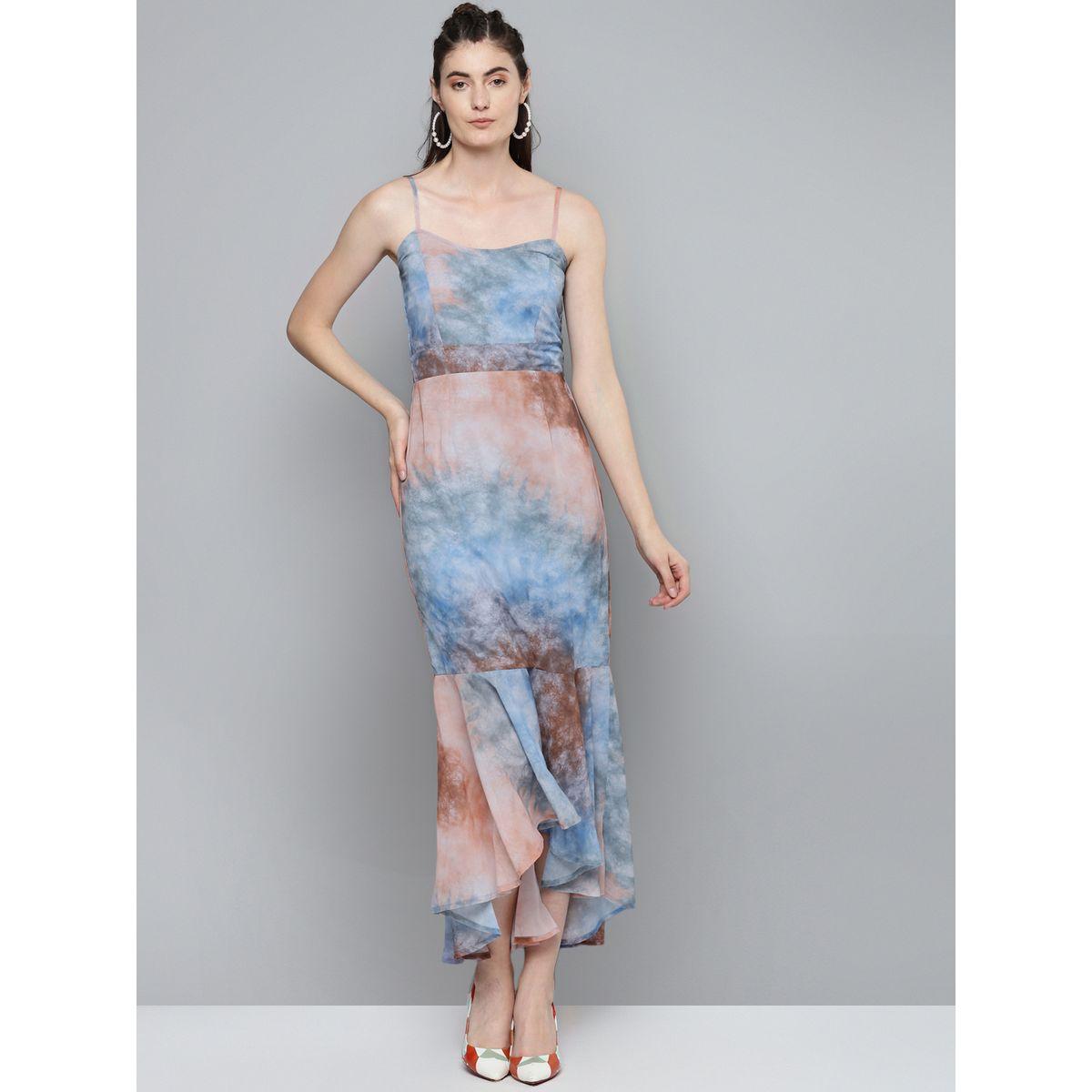 Sassafras X Styli  Tie and Dye Print Strappy Midi Dress-women-clothing-dresses-image-1