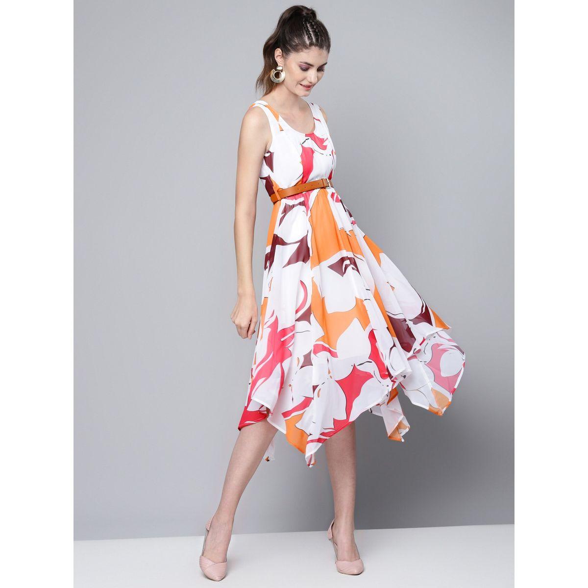 Sassafras X Styli  Abstract Print Asymmetric Hem Belted Midi Dress-women-clothing-dresses-image-4