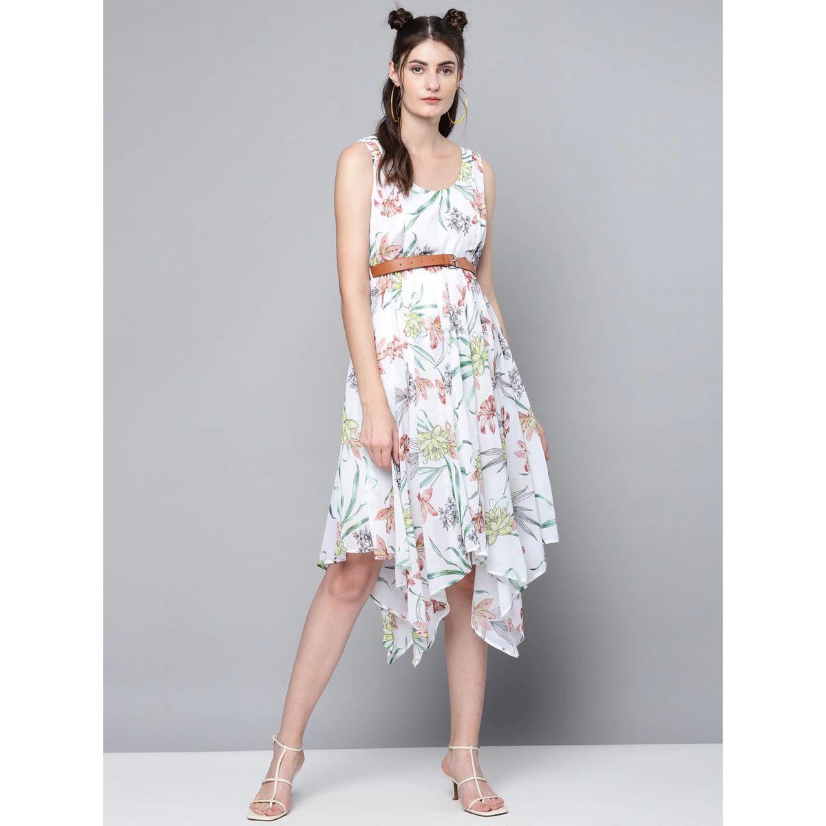 فستان ميدي مطبع بزهور مع حزام خصر ساسافراس × ستايلي-women-clothing-dresses-image-1