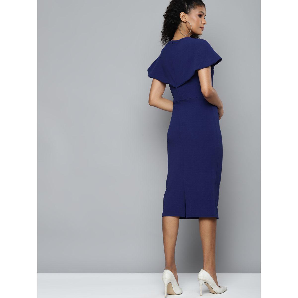 Sassafras X Styli  Solid Bodycon Cape Sleeve Midi Dress-women-clothing-dresses-image-3