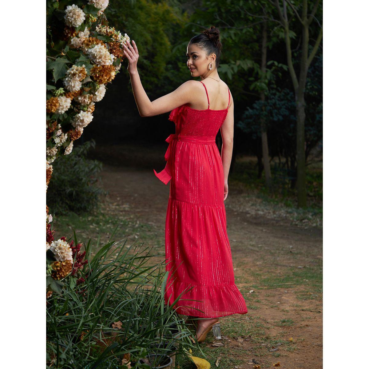 Sassafras X Styli  Lurex Strappy Ruffle Tiered Maxi Dress-women-clothing-dresses-image-3