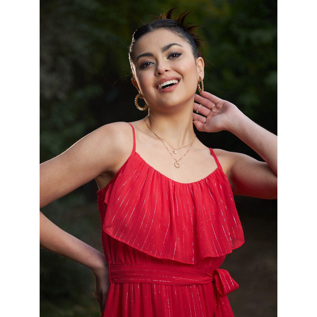 Sassafras X Styli  Lurex Strappy Ruffle Tiered Maxi Dress-women-clothing-dresses-image-4