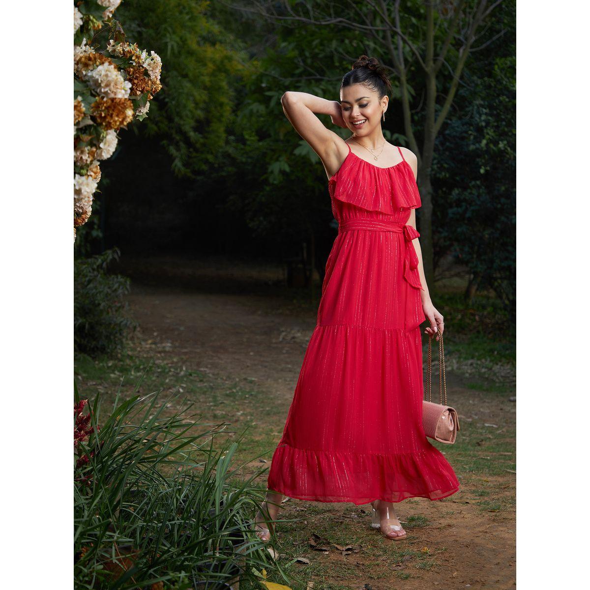Sassafras X Styli  Lurex Strappy Ruffle Tiered Maxi Dress-women-clothing-dresses-image-5