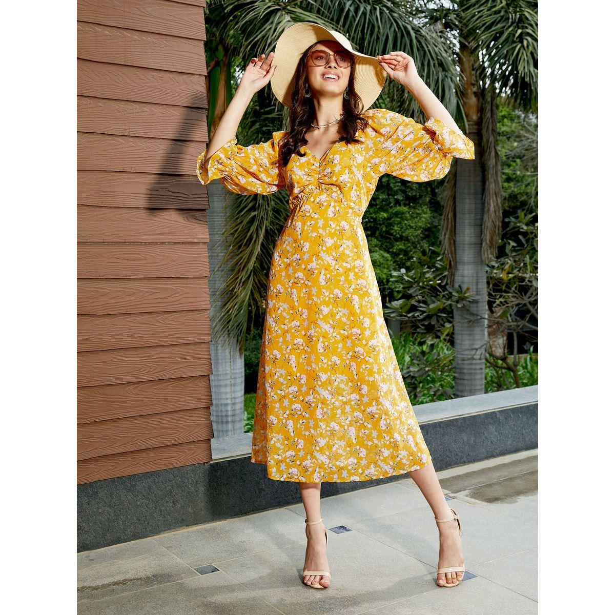 Sassafras X Styli  Floral Print Ruffle Detail Back Strap Midi Dress-women-clothing-dresses-image-1