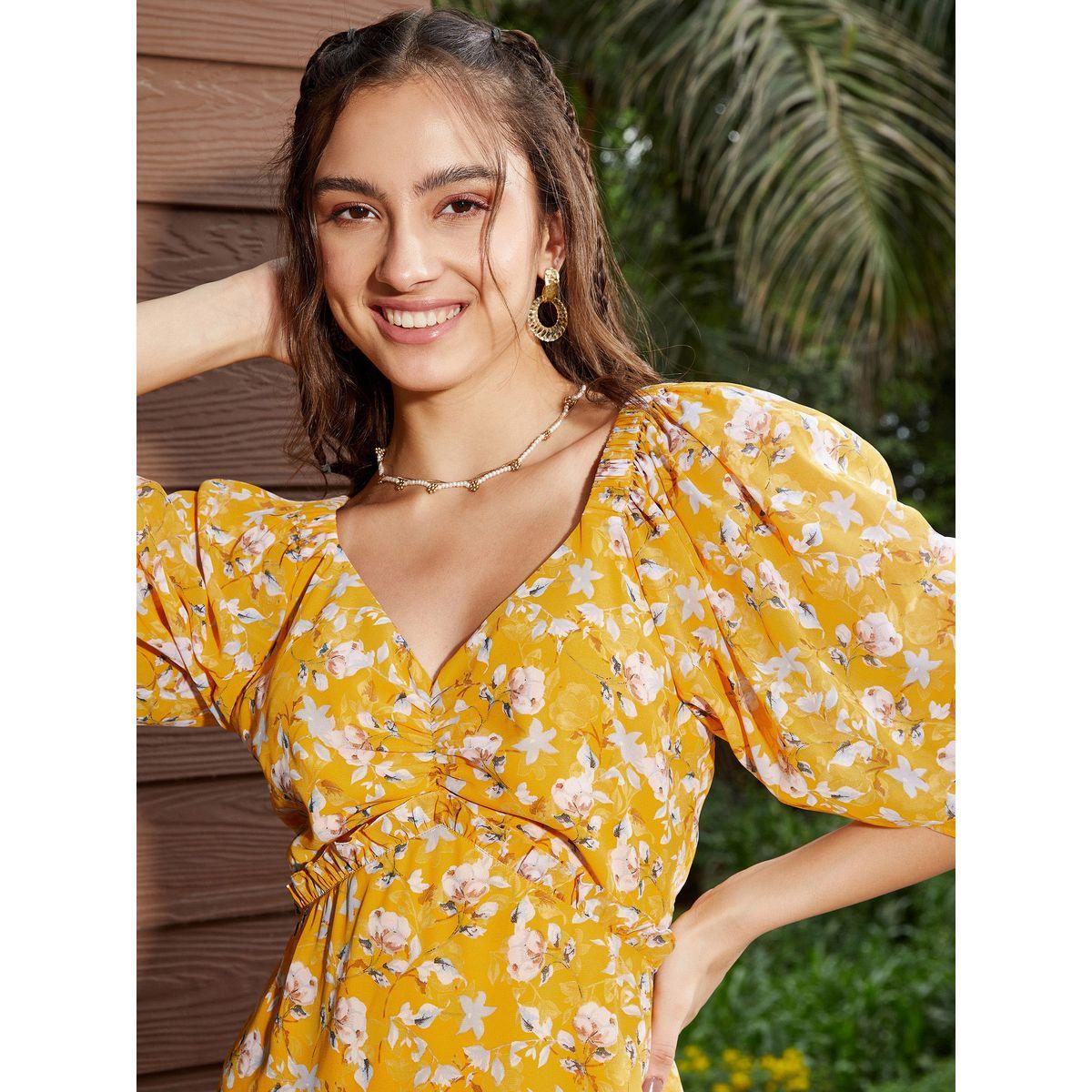 فستان ميدي مطبع بزهور مع كشكش ساسافراس × ستايلي-women-clothing-dresses-image-4