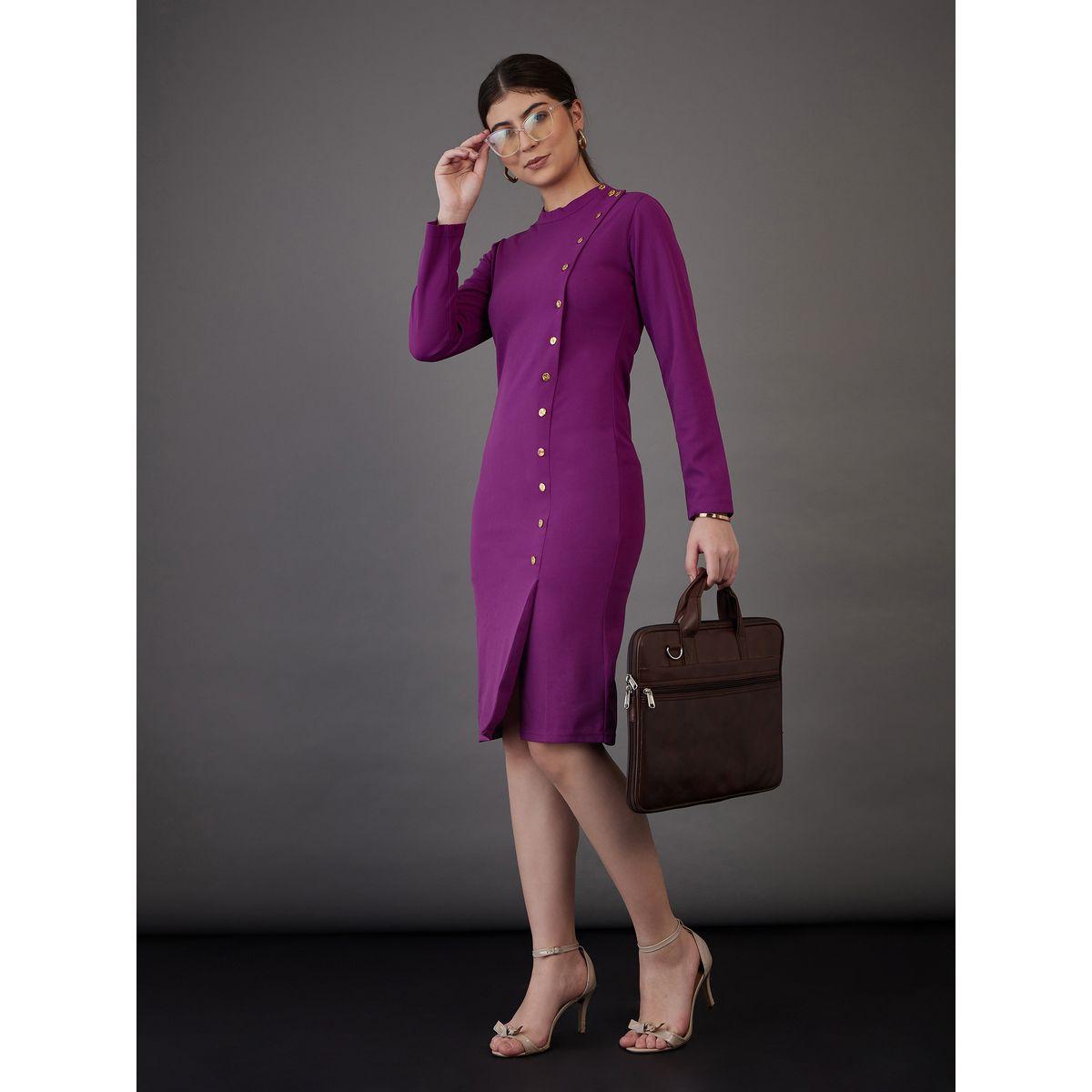 فستان بديكون بطول الركبة مع ازرار ساسافراس × ستايلي-women-clothing-dresses-image-1