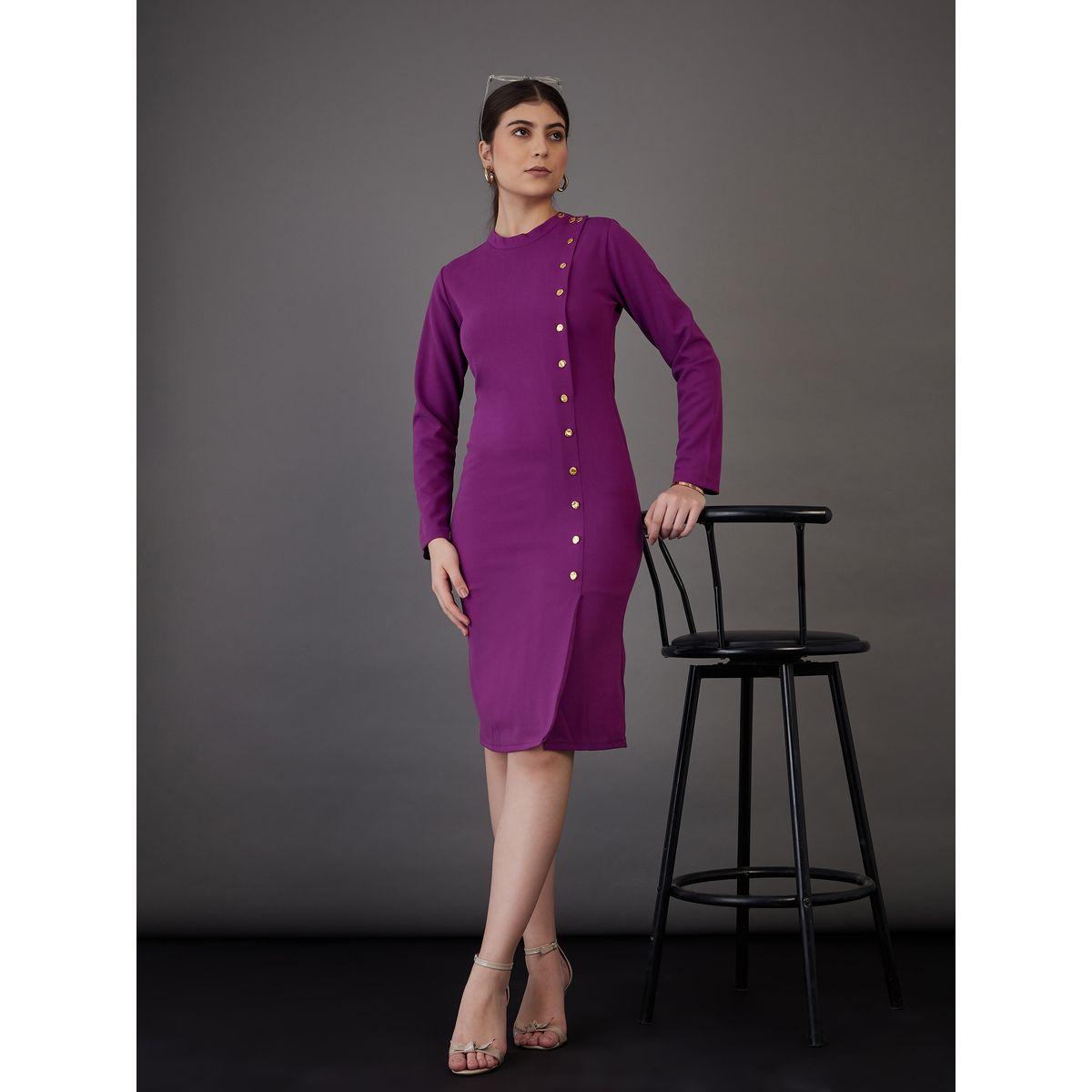 فستان بديكون بطول الركبة مع ازرار ساسافراس × ستايلي-women-clothing-dresses-image-2