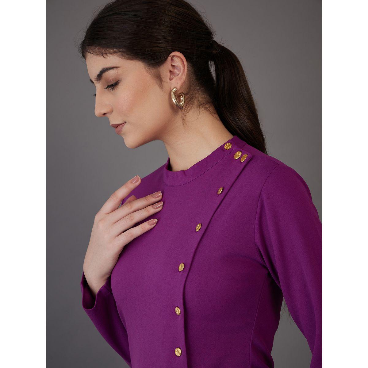 Sassafras X Styli  Front Button Detail Bodycon Knee Length Dress-women-clothing-dresses-image-4